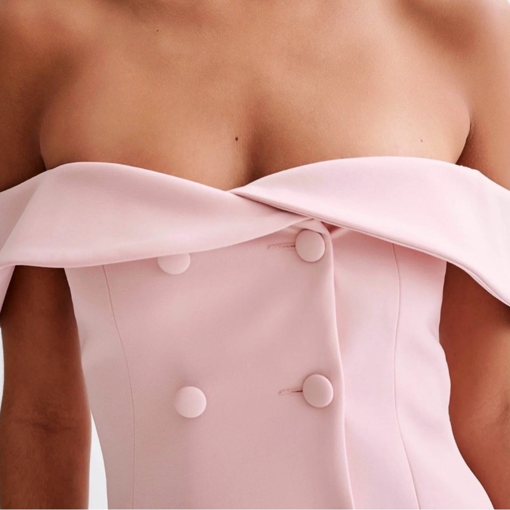 Meshki Pink Off-Shoulder Button Down Shirt and Skirt - MEDIUM - Picture 7 of 7